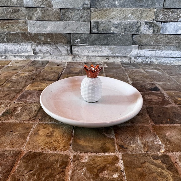 Other - White Ceramic Pineapple Decor with Rose Gold Crown